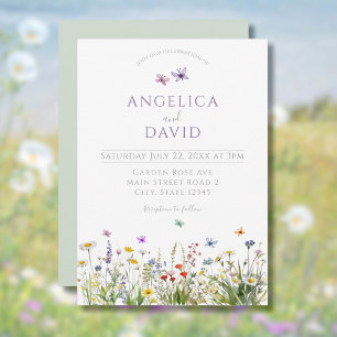 Wildflowers and Butterflies Wedding Invitation