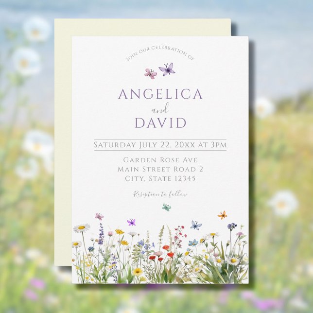Wildflowers and Butterflies Wedding  Invitation (Creator Uploaded)