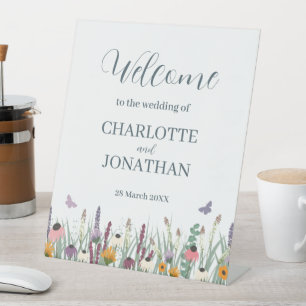 Wildflowers and Butterflies Wedding Pedestal Sign