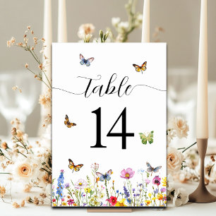 Wildflowers and Butterflies Wedding Table Number
