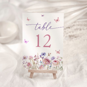 Wildflowers and Cute Butterfly Table Number