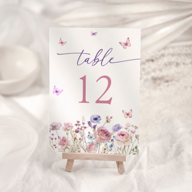 Wildflowers and Cute Butterfly Table Number (Creator Uploaded)