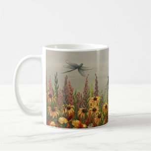 wildflowers and dragonfly coffee mug