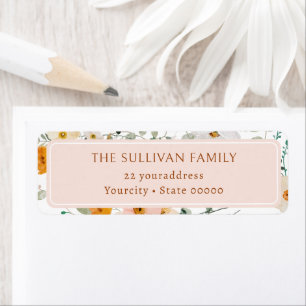 Wildflowers and greenery return address label