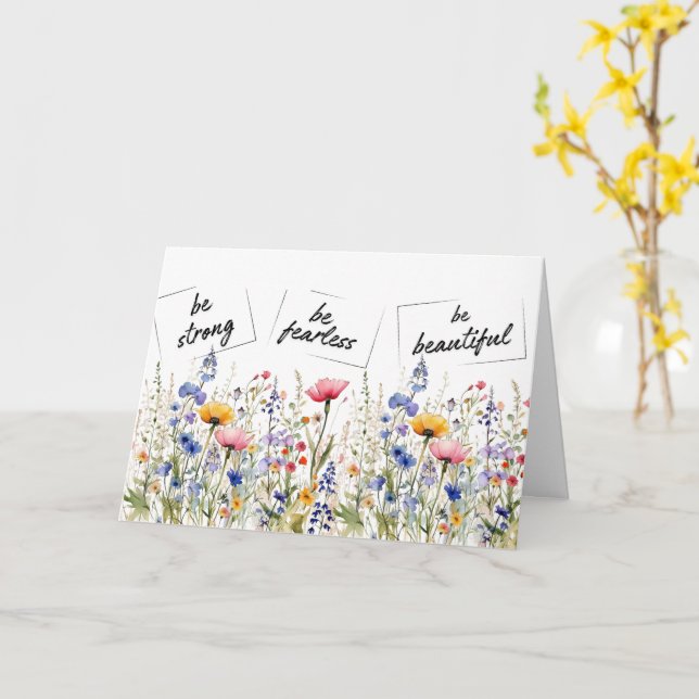 Wildflowers and Inspirational Words Card (Yellow Flower)