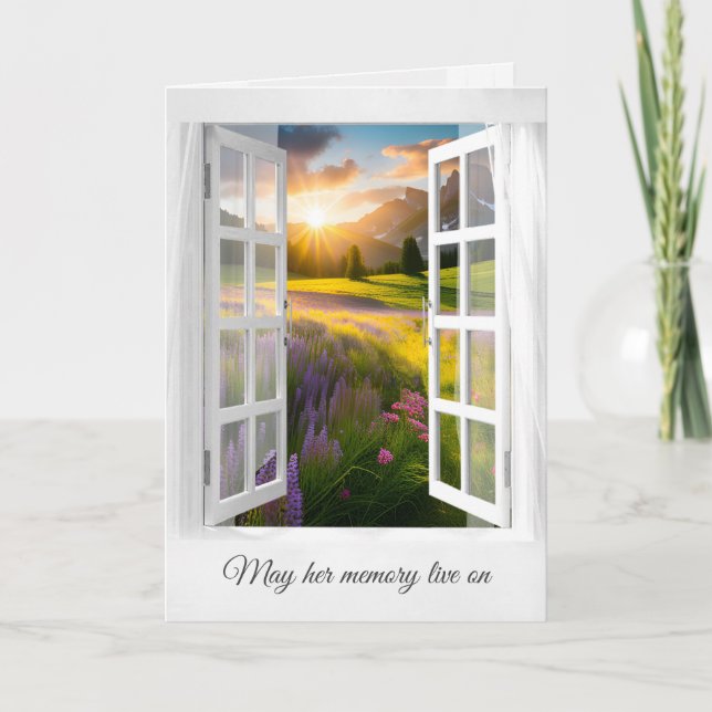 Wildflowers and Mountain Sunrise Sympathy Card (Front)