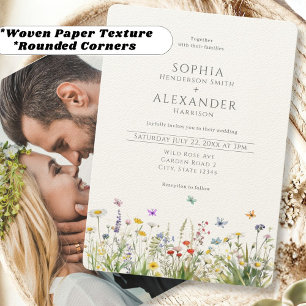 Wildflowers and Photo Wedding  Invitation