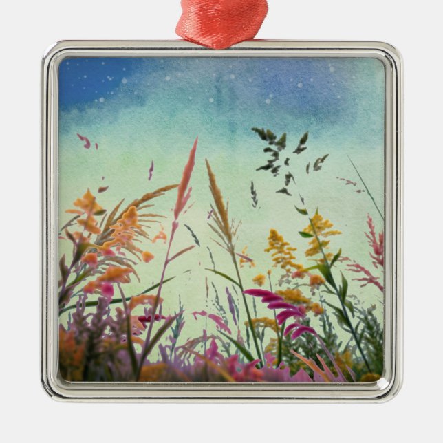 Wildflowers And Stars Metal Tree Decoration (Front)