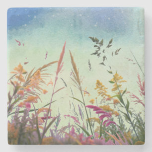 Wildflowers And Stars Stone Coaster