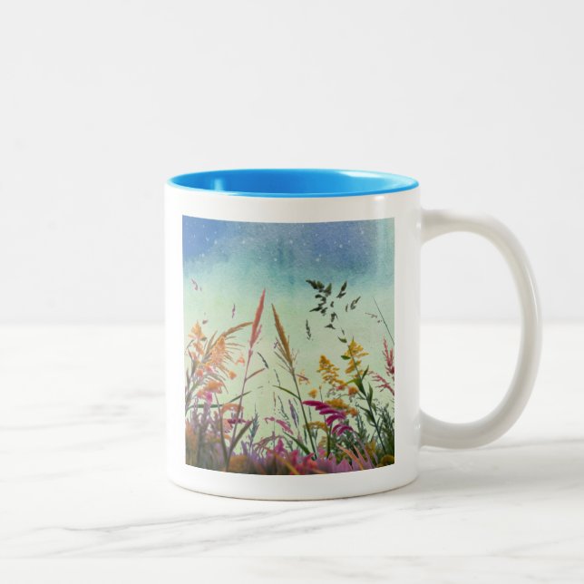 Wildflowers And Stars Two-Tone Coffee Mug (Right)