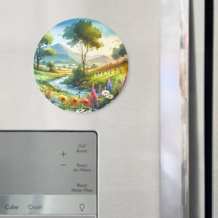 Wildflowers and Stream in Spring Valley Magnet