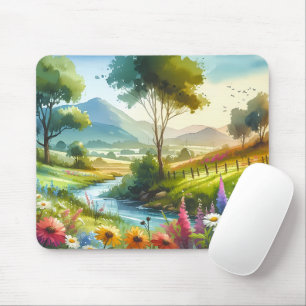 Wildflowers and Stream in Spring Valley Mouse Pad