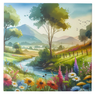 Wildflowers and Stream in Spring Valley Tile