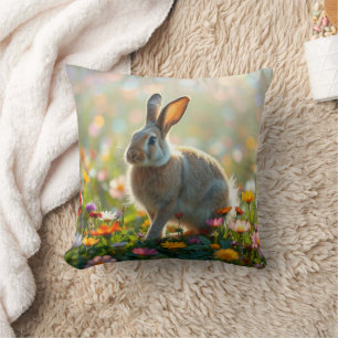 Wildflowers and the rabbit in spring cushion