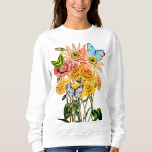 Wildflowers and Three Butterflies Sweatshirt