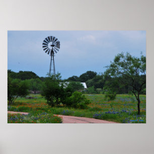 Wildflowers and Windmill Print