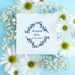 Wildflowers anf Leaves Diamond for Wedding Rubber Stamp