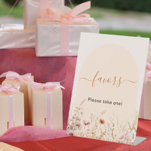 Wildflowers arch peach party favour sign
