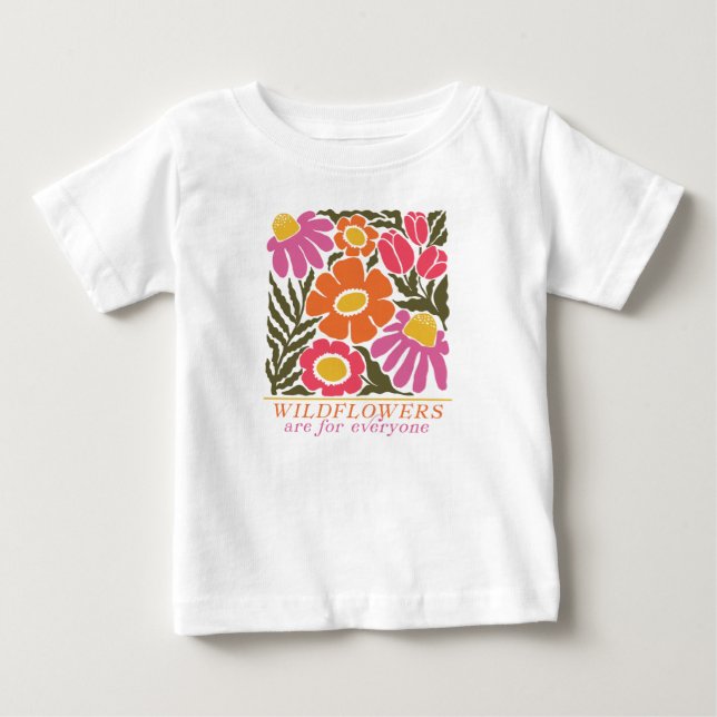 Wildflowers are for Everyone Modern Nouveau Style Baby T-Shirt (Front)