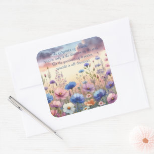 Wildflowers at Dusk & Quote Square Sticker