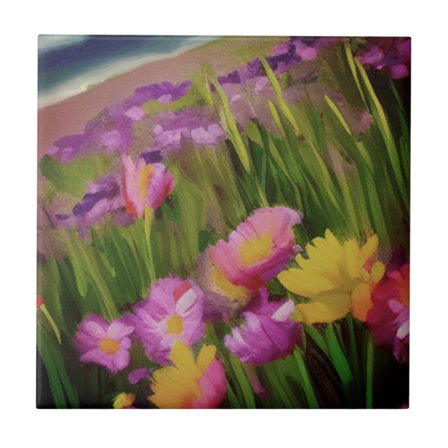 Wildflowers At Dusk Tile (Front)