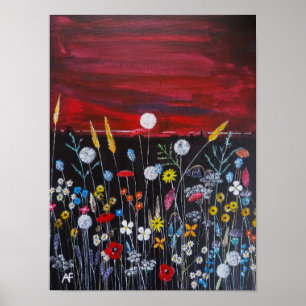 Wildflowers at Sunset Painting by Alfred Fox Poster