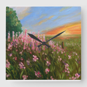 "Wildflowers at twilight" fine art clock