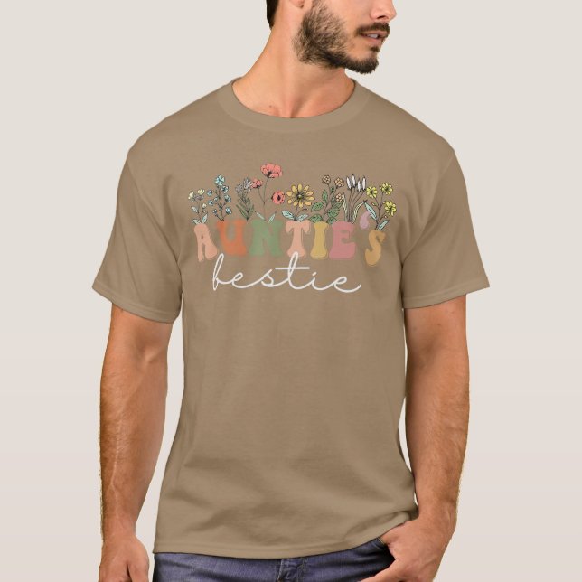 Wildflowers Aunties Bestieee Fun Cute Best Friend  T-Shirt (Front)
