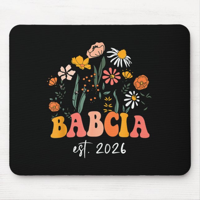 Wildflowers Babcia Est 2026 New Baby Reveal Ideas  Mouse Pad (Front)