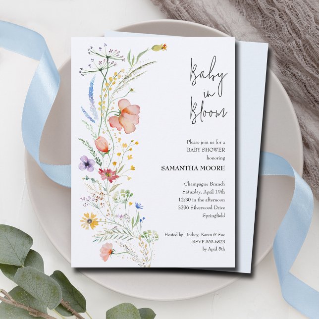 Wildflowers Baby Boy Shower Invitation (Creator Uploaded)