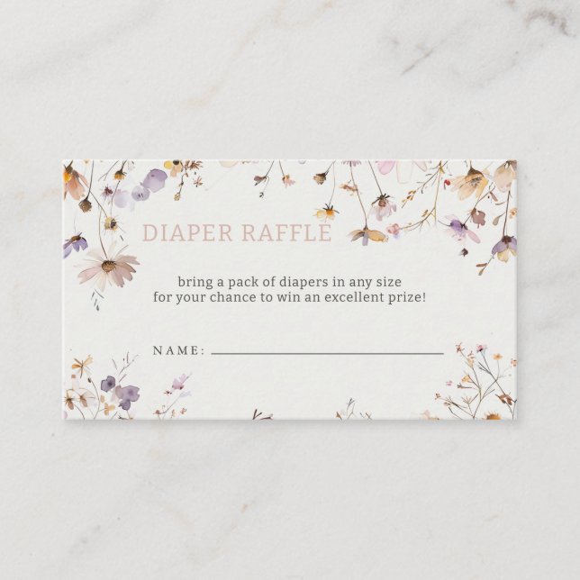 Wildflowers Baby Girl Baby Shower Diaper Raffle Enclosure Card (Front)