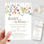 Wildflowers Baby in Bloom Baby Shower Invitation<br><div class="desc">Baby in Bloom baby shower invitation features pretty blooms and script text. Personalise with your details. Available as an instant download that you can send as an Evite or printable invite or order printed invitations shipped to your home.</div>
