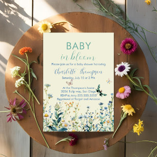 Wildflowers baby in bloom baby shower invitation