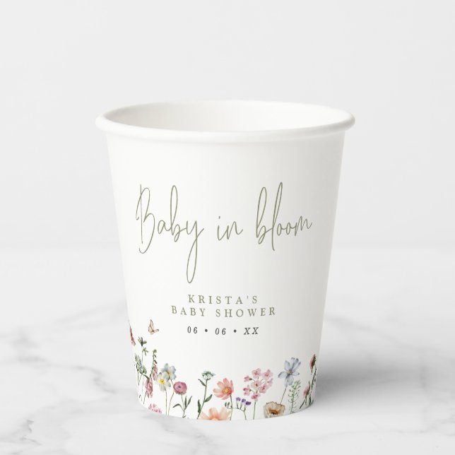 Wildflowers Baby In Bloom Baby Shower Paper Cups (Front)