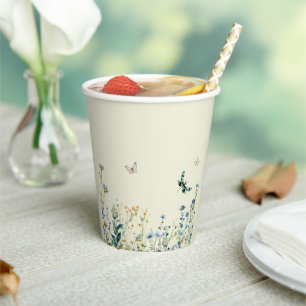 Wildflowers baby in bloom baby shower  paper cups
