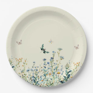 Wildflowers baby in bloom baby shower paper plate