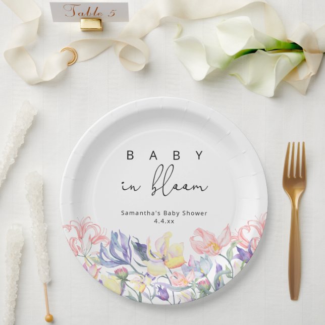 Wildflowers - Baby in bloom baby shower Paper Plate (Wedding)