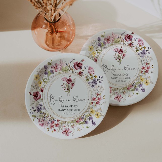 Wildflowers Baby In Bloom Baby Shower  Paper Plate (Creator Uploaded)