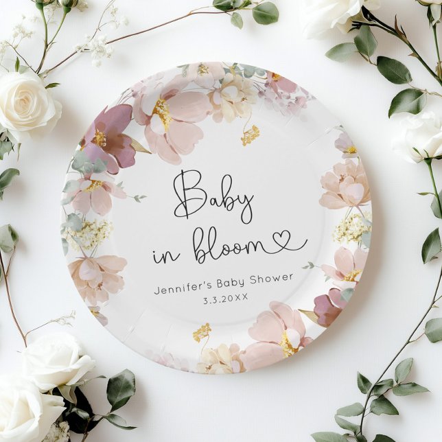 Wildflowers baby in bloom baby shower paper plate (Creator Uploaded)