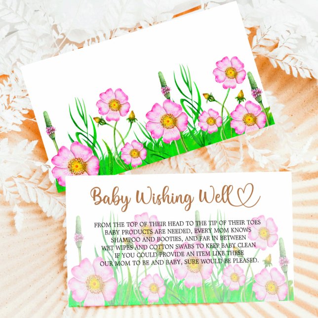 Wildflowers baby in bloom baby shower Wishing Well Enclosure Card (Creator Uploaded)