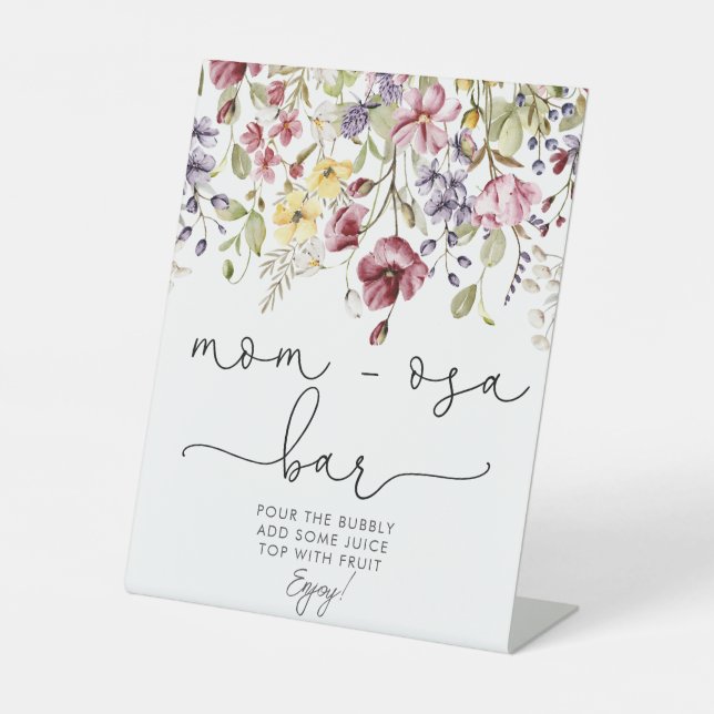 Wildflowers Baby In Bloom Mum-osa Bar Pedestal Sign (Front)