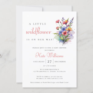 Wildflowers Baby in bloom watercolor floral Invitation