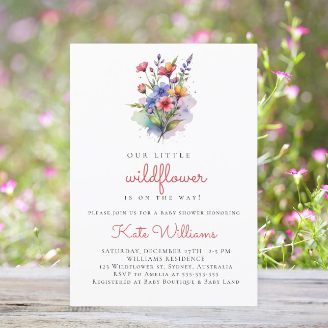 Wildflowers Baby in bloom watercolor floral Invitation (Creator Uploaded)