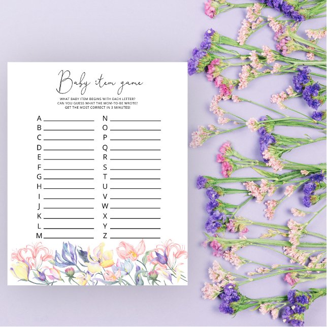 Wildflowers Baby Item Game Baby Shower Game (Creator Uploaded)