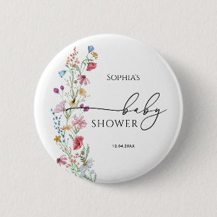 Wildflowers Baby Shower 6 Cm Round Badge