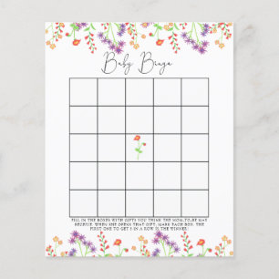 Wildflowers Baby shower bingo game