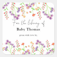 Wildflowers- Baby Shower bookplate, books for baby