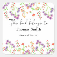 Wildflowers- Baby Shower bookplate, books for baby