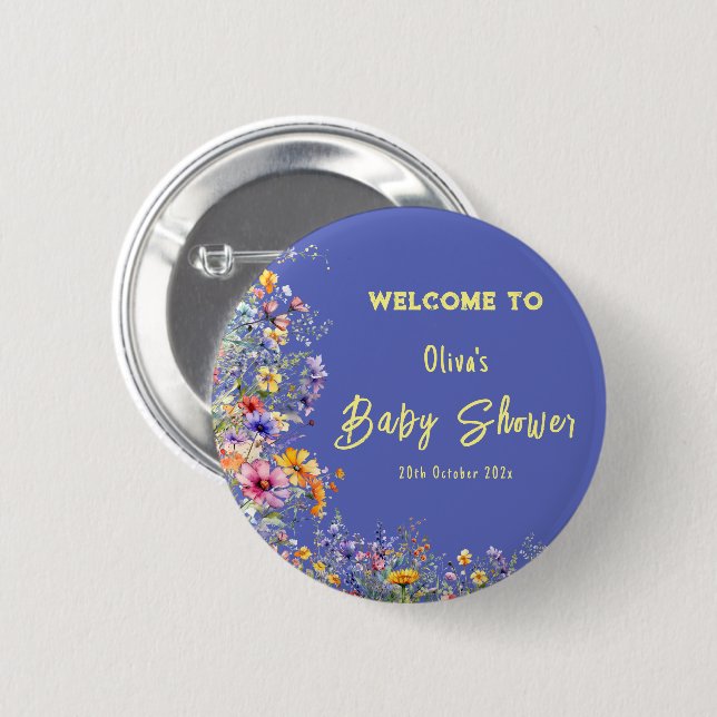Wildflowers Baby Shower Button (Front & Back)