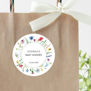 Wildflowers Baby shower Classic Round Sticker